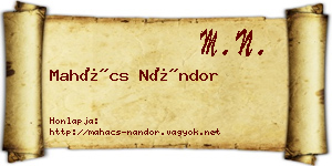 Mahács Nándor névjegykártya